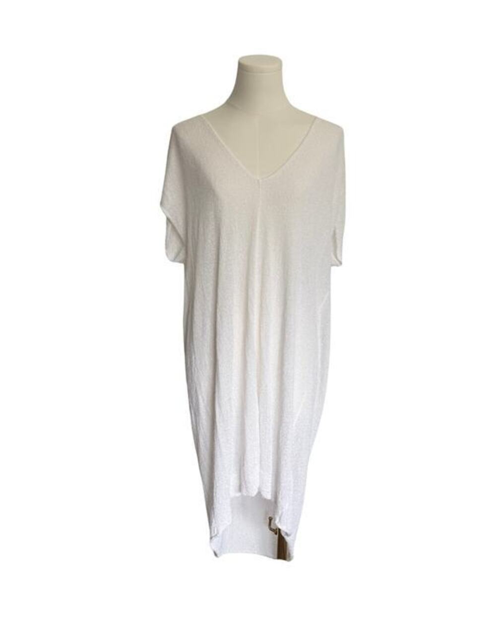 Free People White Oversized Knit Tunic Dress Cover Up V Neck XS